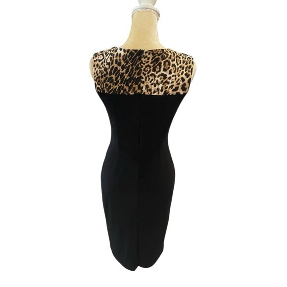 Joseph Ribkoff 153690 Black Leopard Print Sheath Dress Gold Ring Accent 6 Canada - Picture 4 of 10
